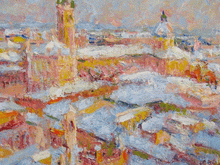 Neve sui tetti di Parma (olio su tavola 25x20)