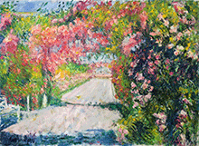 Viale in fiore (olio su tela 80x60)