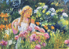 La signora delle rose (olio su tela 80x60)